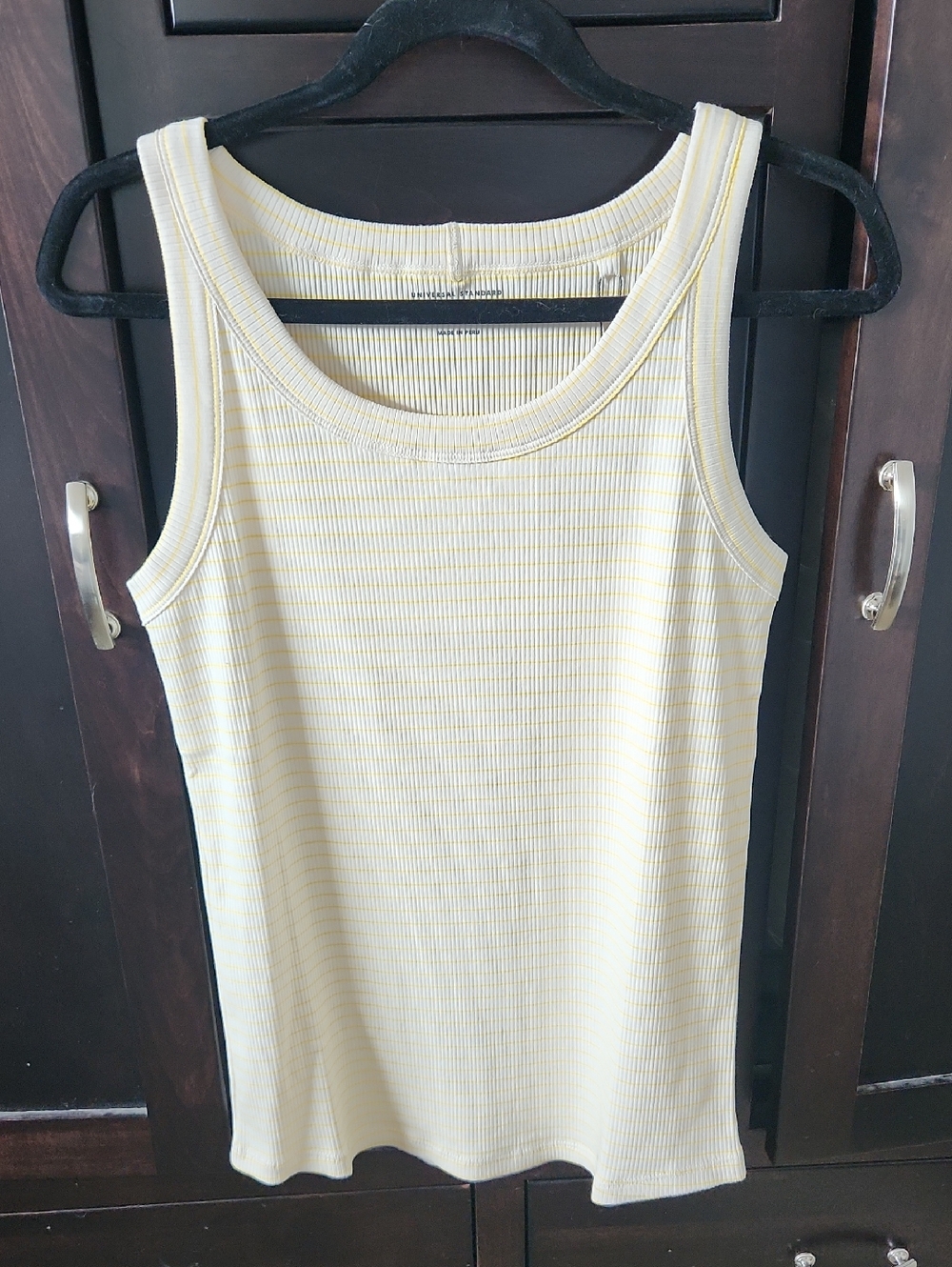 Universal Standard Roitfeld In Yellow Microstripe Ribbed Scoop Tank